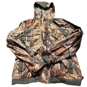 Under Armour Realtree Camo Hooded Jacket Men's Size S Loose Fit Water Resistant